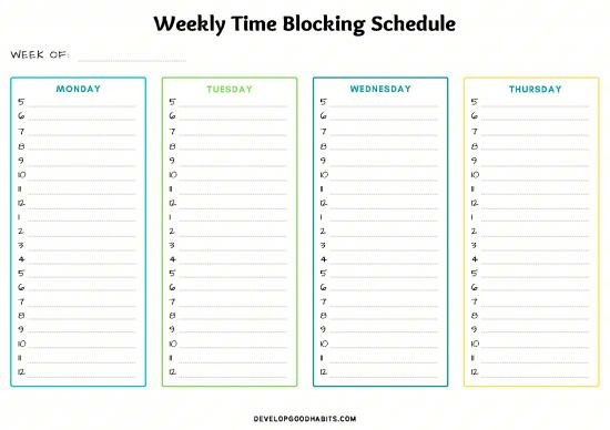 picture Weekly Schedule Printable Pdf 193788 | Weekly Time Blocking Sched