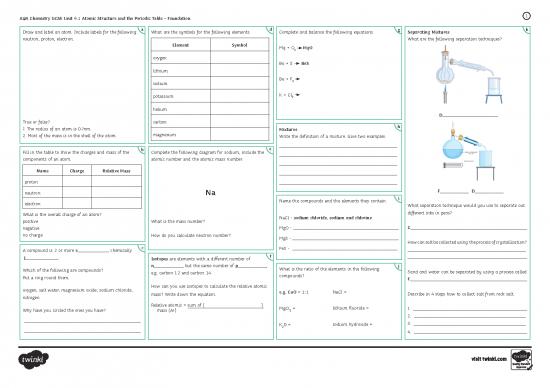 picture Pdf Printable Periodic Table 195920 | 01 Atomic Structure And The Periodic Table Foundation Revision Activity Mat