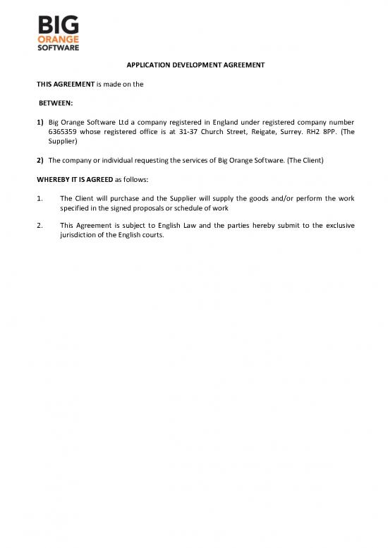 picture Software Development Agreement Pdf 196450 | Big Orange Software Agreed Terms V3