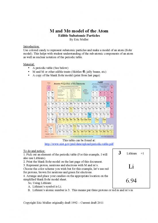 picture Periodic Table Free Printable 197308 | M And M Atom Model