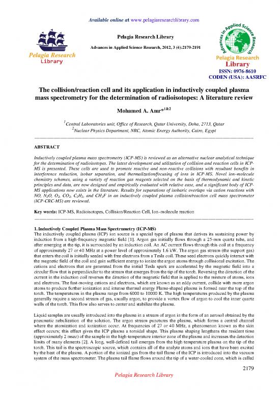 picture_The Collisionreaction Cell And Its Application In Inductively Coupled Plasmamass Spectrometry For The Determination Of Radioisotop