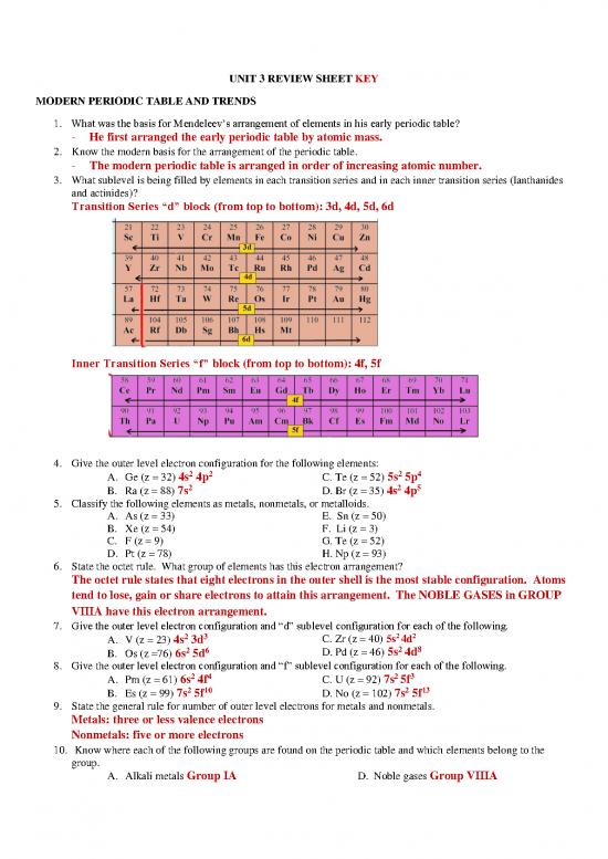 picture Periodic Table Of Elements With Electron Configuration Pdf 197349 | Unit 3 Review Sheet Chem Cp Key
