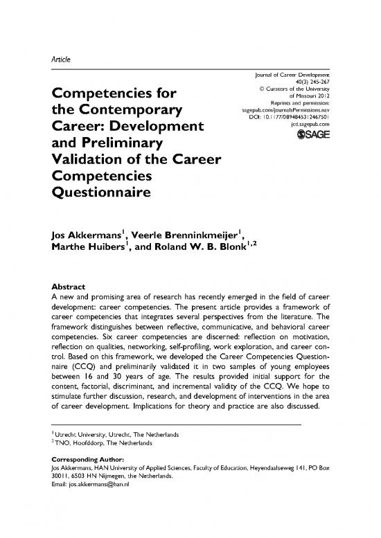 picture Career Pdf 198978 | 03   Akkermans Et A (2013)   Competencies For The Contemporary Career