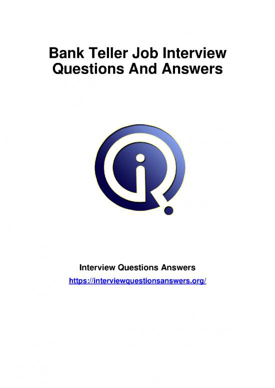 picture Pdf Job Interview 199050 | 1290 Bank Teller Interview Questions Answers Guide