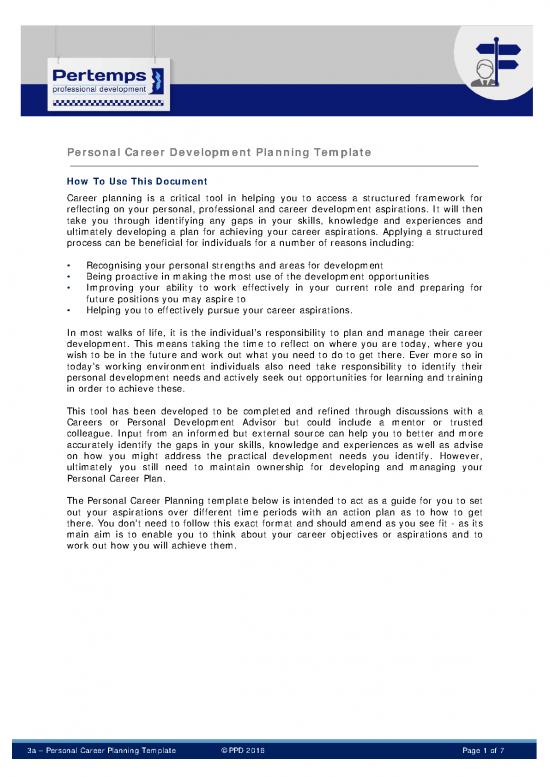picture Career Development Plan Examples Pdf 199624 | 3a Ct Personal Career Planning Template V1