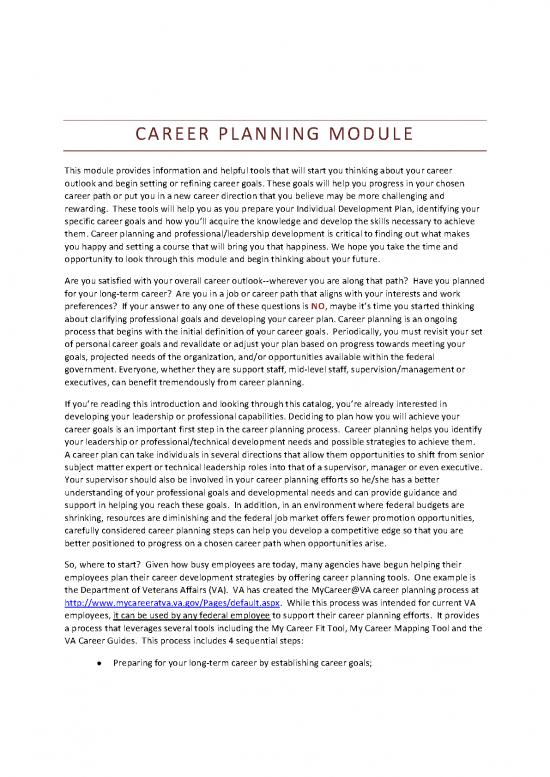 picture Career Development Plan Examples Pdf 199376 | Career Planning Module Feb 2014
