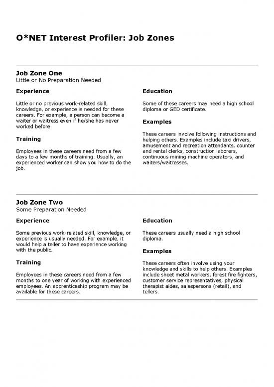 picture Onet Interest Profiler Pdf 199365 | Cp Onet Job Zones
