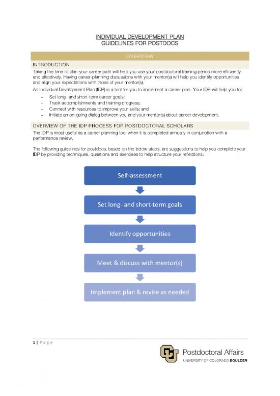 picture Career Development Plan Examples Pdf 199315 | Cu Boulder Postdoc Idp Guidelines