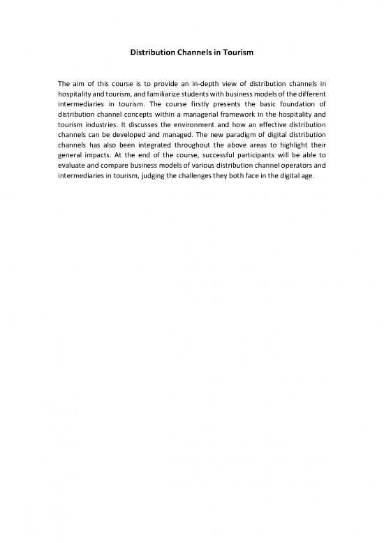 picture1_Tourism Pdf 200493 | Distribution Channels In Tourism