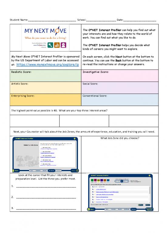picture Onet Interest Profiler Pdf 199529 | Onet Interest Profiler Info Sheet