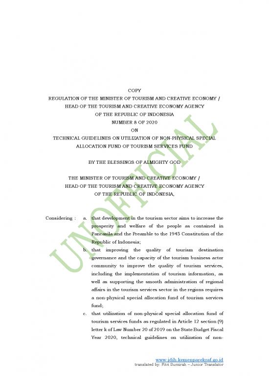 picture1_Tourism Pdf 200540 | Permen No 8 Tahun 2020   Unofficial   Fitri Sumirah