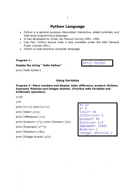 picture_Python Object Oriented Programming Pdf 198543 | Python Note 1