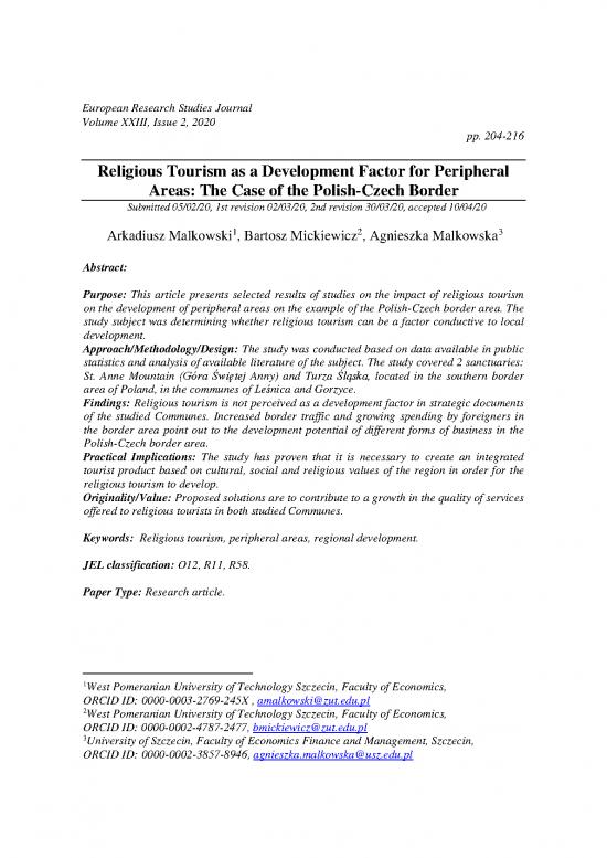 picture1_Tourism Pdf 199920 | Religious Tourism As A Development Factor For Peripheral AreasË The Case Of The Polish Czech Border