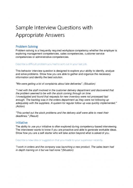 picture1_Pdf Job Interview 198634 | Sample Interview Questions With Appropriate Answers
