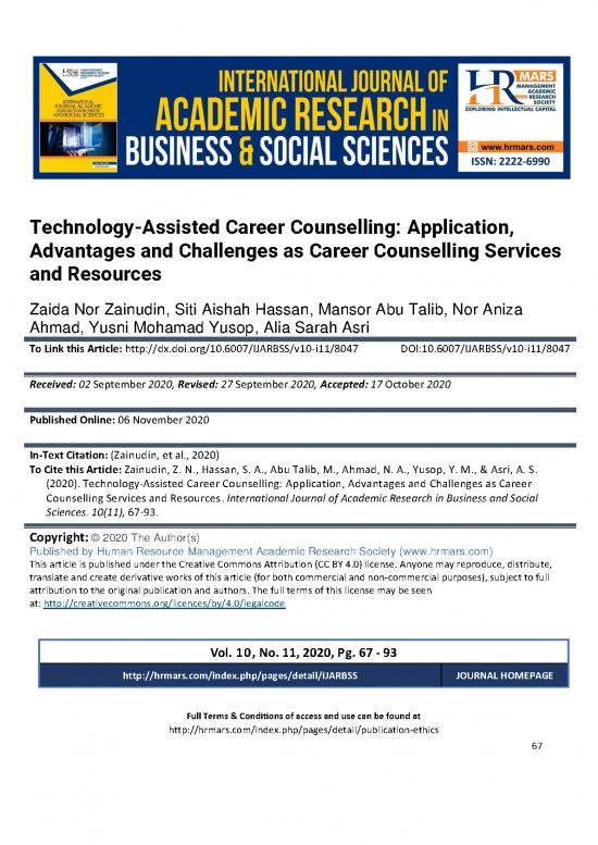 picture Career Pdf 198687 | Technology Assisted Career Counselling Application Advantages And Challenges As Career Counselling Services And Resources