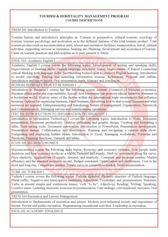 picture1_Tourism Pdf 200068 | Tourism Hospitality Management Program Course Descriptions