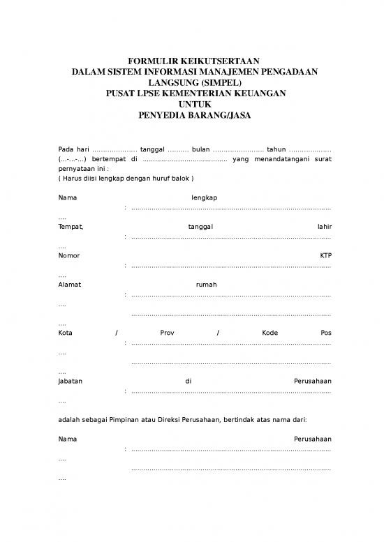 picture_File - Surat Pernyataan Id 19420 | 83 Formulir Pendaftaran Simpel Baru 2016