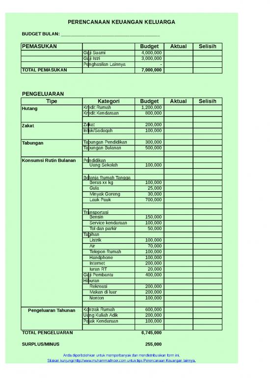 picture_Excel Sheet Download 20932 | Form Budget Perencanaan Keuangan Keluarga