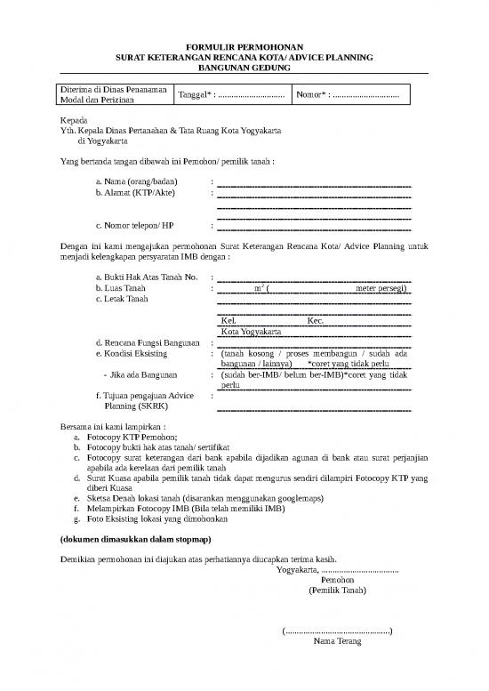 picture Formulir Permohonan Surat Keterangan Rencana Kotaadvice Plannin 3058 | File - Surat Keterangan Id 19389