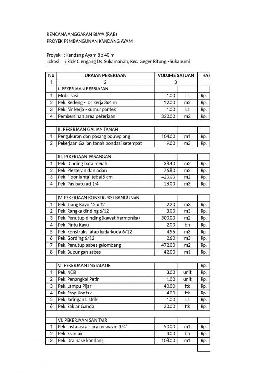 picture_File Rab - Rencana Anggaran Biaya Id 20434 | Kandang Ayam Sukabumi