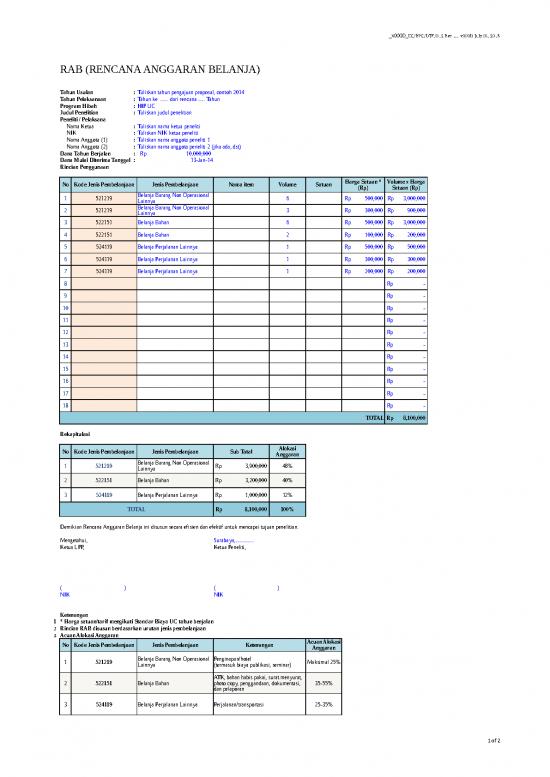 picture Excel Sheet Download 20191 | Lampiran Iii Uc Rpc Dtf 012 013 Rev 1 Rab Dan Laporan Penggunaan Anggaran Hip 1