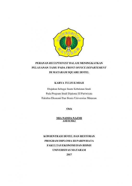 picture_Laporan Pdf 20032 | Peranan Receptionist Dalam Meningkatkan Pelayanan Tamu Pada