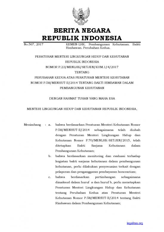 picture_Peraturan Menteri Kementerian Lingkungan Hidup Dan Kehutanan 23 Menlhk Setjen Ku1 4 2017 Tahun 2017