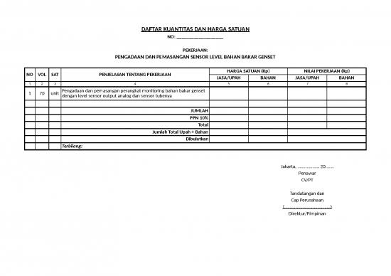 picture_Excel Sheet Download 20925 | Rab Dan Analisa Harga Satuan   Pengadaan Dan Pemasangan Sensor Level Bahan Bakar Genset