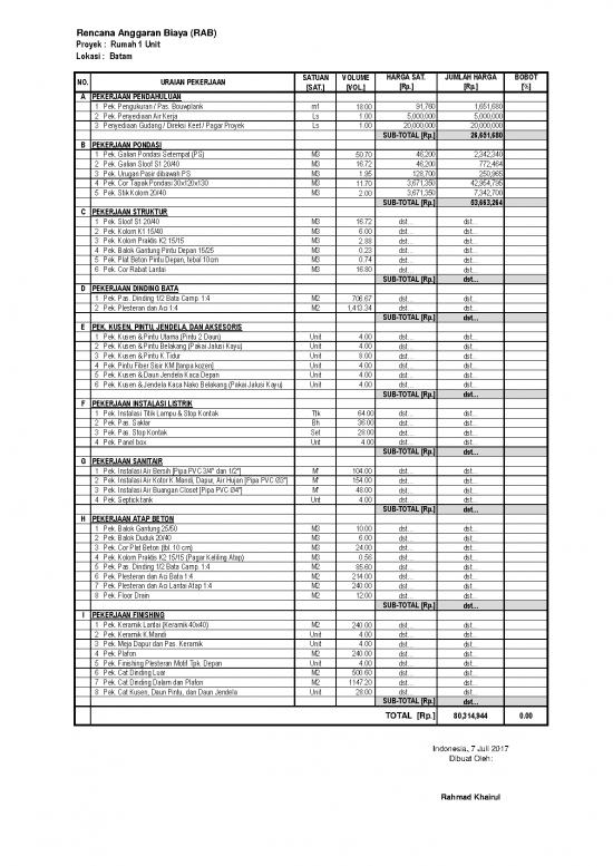 picture File Rab - Rencana Anggaran Biaya Id 20680 | Rab Rumah 1 Unit