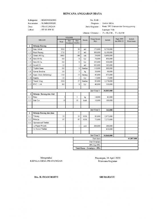picture_File Rab - Rencana Anggaran Biaya Id 20666 | Rab Tpt Drainase Lapangan Voly