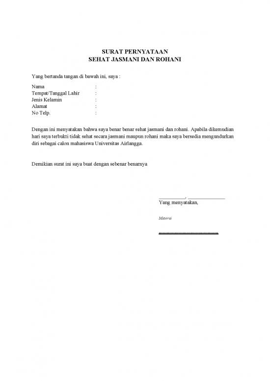 picture File - Surat Pernyataan Id 19363 | Surat Pernyataan Sehat