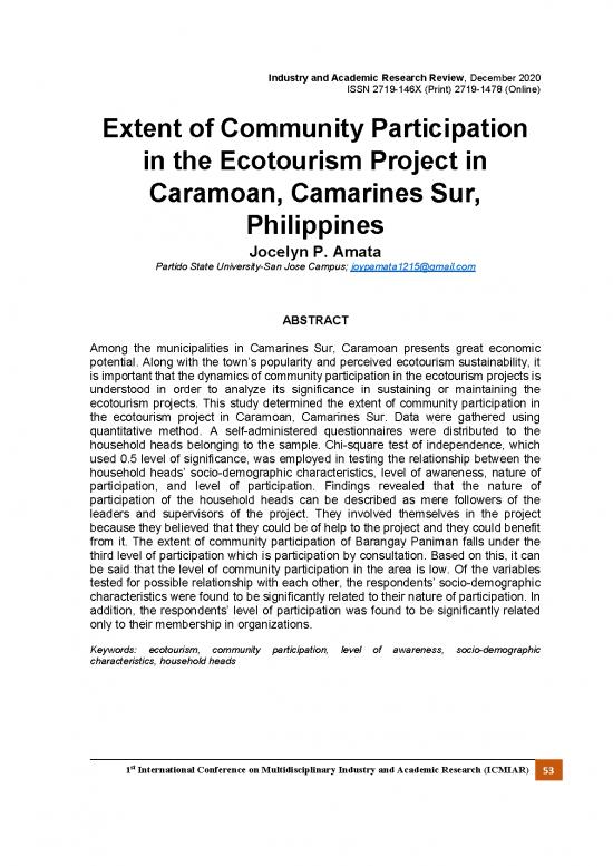 picture1_Ecotourism Pdf 201022 | 358246 Extent Of Community Participation In The A938d5fc