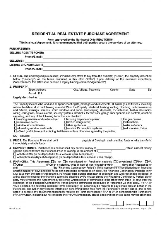 picture1_Agreement Contract Sample 201879 | Agency Residential Real Estate Purchase Agreement Ohio