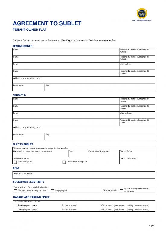 picture_Agreement Contract Sample 202950 | Agreement To Sublet Tenant Owned Flat