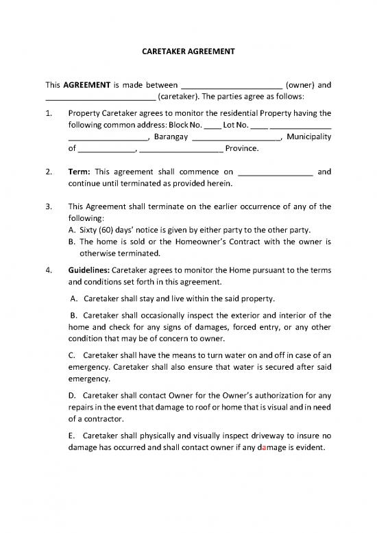 picture_Agreement Contract Sample 202477 | Caretaker Agreement Form