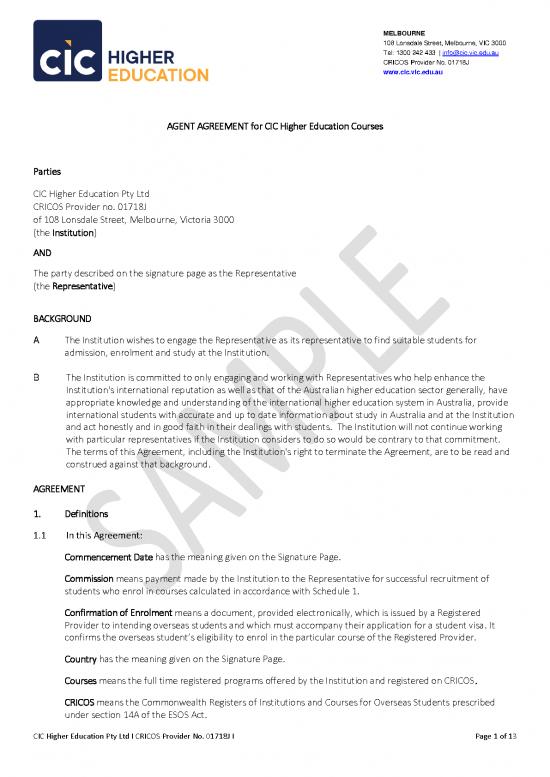 picture_Agreement Sample 201411 | Cic Hed Agent Agreement Sample