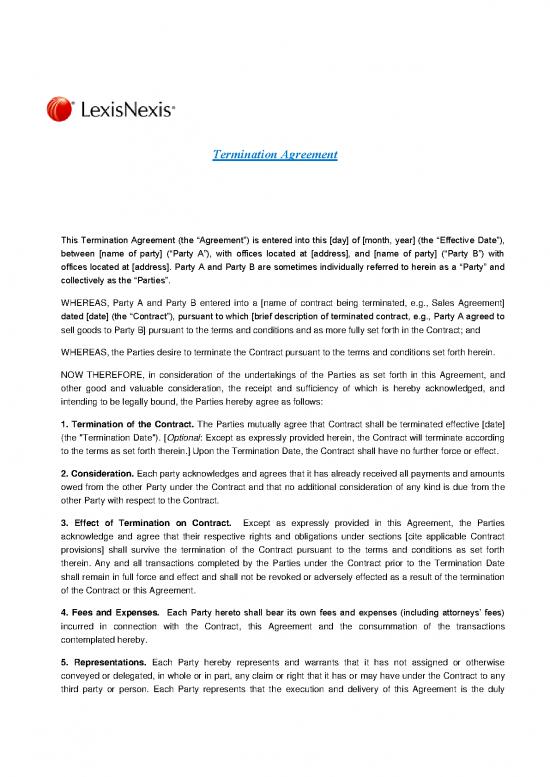 picture_Agreement Contract Sample 203183 | Commercial Transactions Termination Agreement