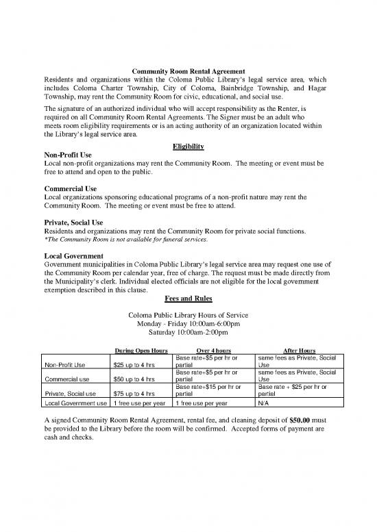 picture1_Rental Agreement Pdf 202592 | Community Room Rental Agreement Fillable Form