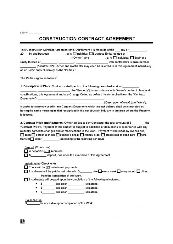 picture1_Agreement Contract Sample 201860 | Construction Contract Template