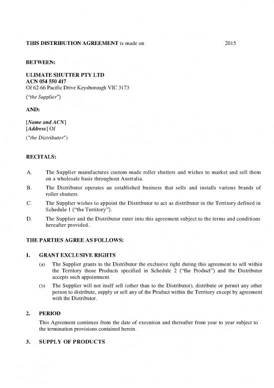 picture_Agreement Sample 202157 | Distribution Agreement Slimline