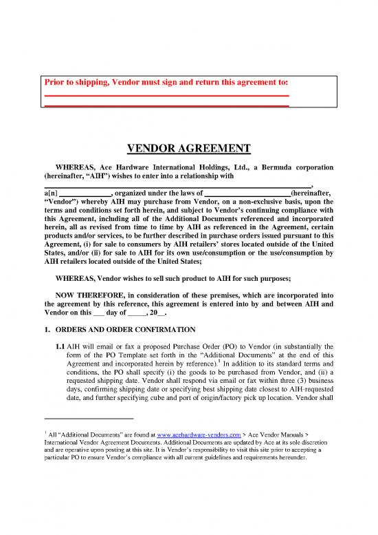 picture_Agreement Sample 201754 | Free Sample Vendor Agreement Template