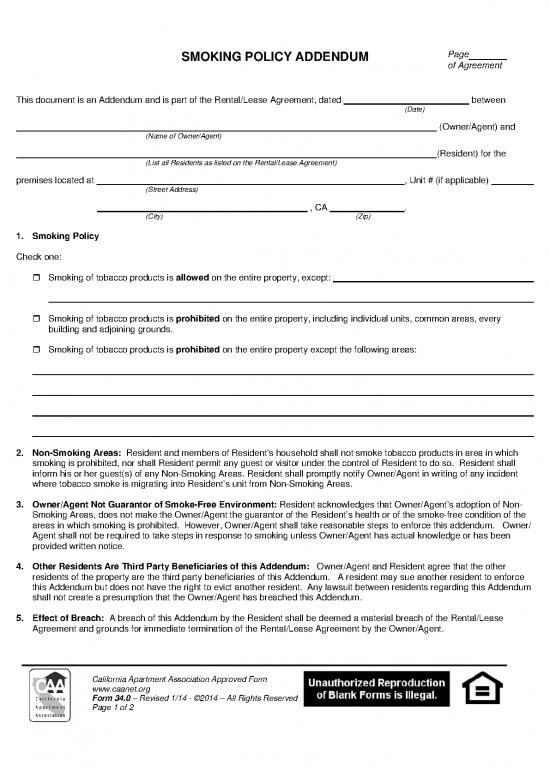 picture_Lease Agreement Template 201379 | Landlords Lease Addendum