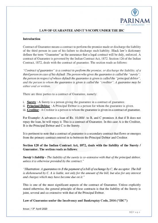 picture_Law Of Contract Pdf 202013 | Law Of Guarantee And It&rsquo;s Scope Under The Ibc