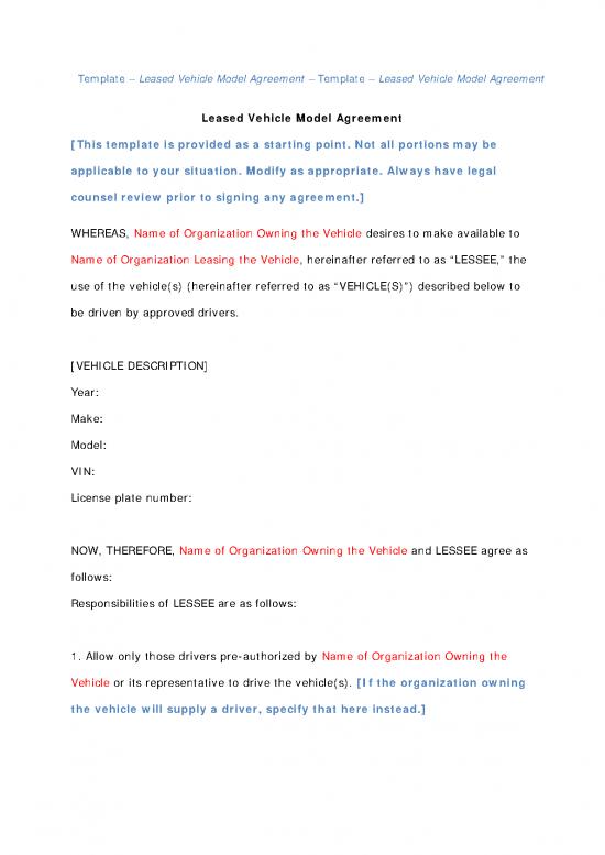 picture_Agreement Sample 202604 | Leased Vehicle Model Agreement Template
