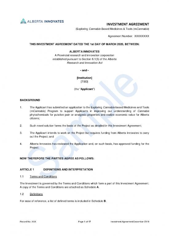 picture_Agreement Sample 201250 | Mcannabis Sample Investment Agreement 201912