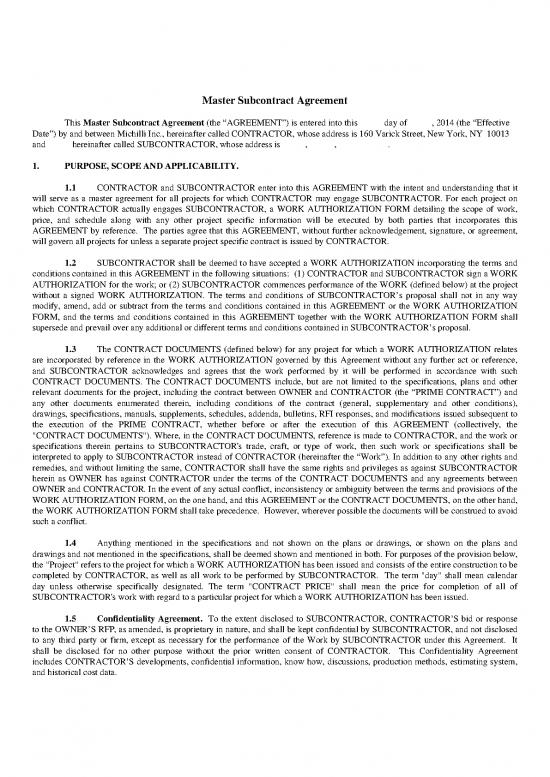 picture_Agreement Contract Sample 201908 | Michilli Master Subcontract Agreement