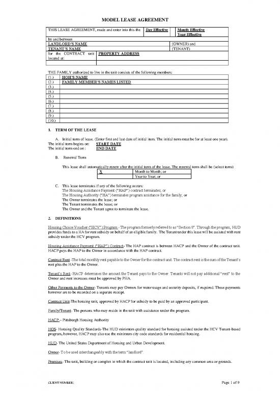 picture1_Lease Agreement Template 201703 | Model Lease Agreement   Hcv
