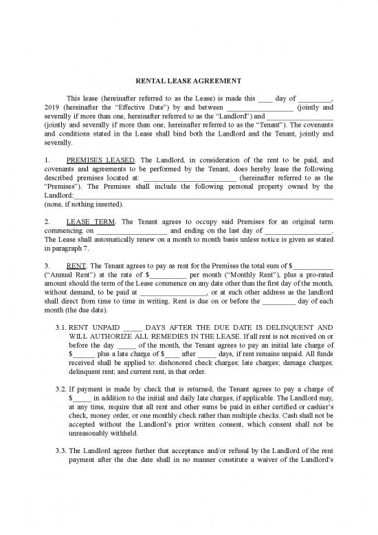 picture1_Lease Agreement Template 202101 | Pdf Template Basic Rental Lease Agreement Template
