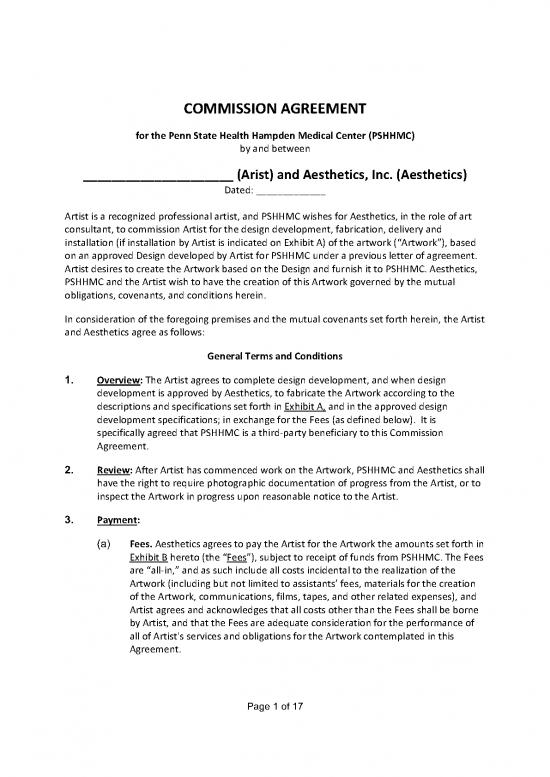 picture_Agreement Sample 201242 | Pennstate Sample Artist Commission Agreement 0325202