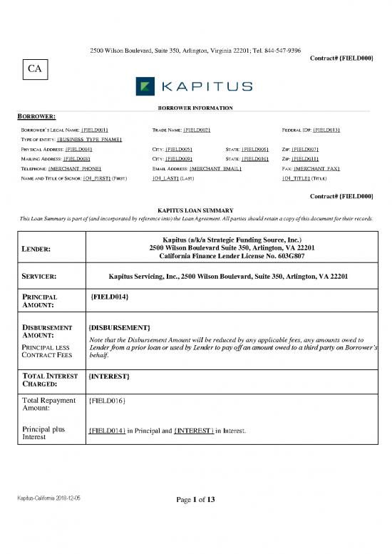 picture_Agreement Contract Sample 201493 | Pro 01 18 Kapitus California Loan Agreement